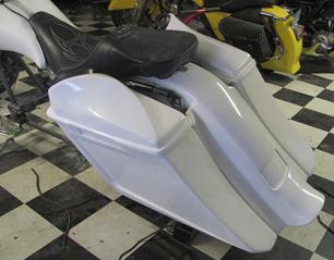 HD 6 inch extended bags shown with custom bagger speaker lids