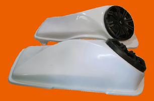 side view of custom bagger bass speaker lid covers